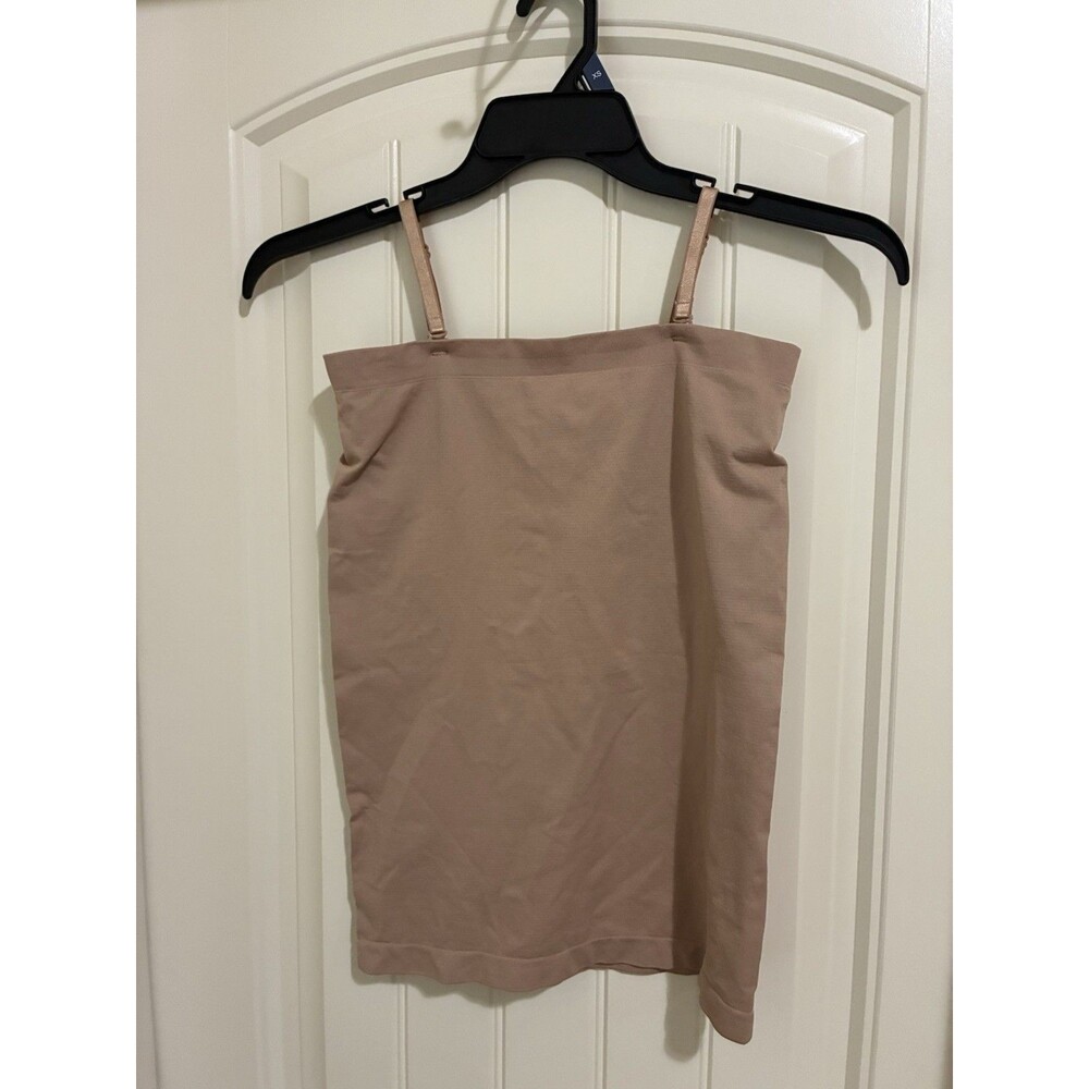 Rhonda Shear Womens Seamless Adjustable Strap Tank Top in Beige Size 1XL